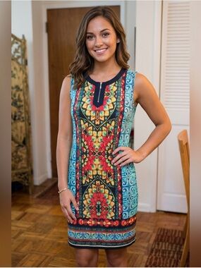 Rafaella Colorful Sleeveless Patterned Dress